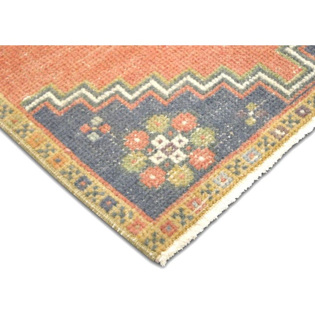 1960s Turkish Oushak Yastik Rug. A yastik is a small rug handwoven with wool on wool foundation in the Oushak region of...