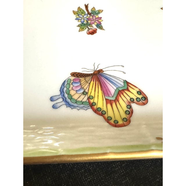 Herend Queen Victoria Green Large Porelain Sandwich Tray For Sale - Image 9 of 10