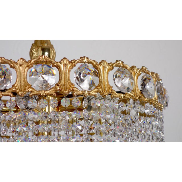 Brass and Lead Crystal Chandelier from Schröder & Co., 1970s For Sale - Image 10 of 12