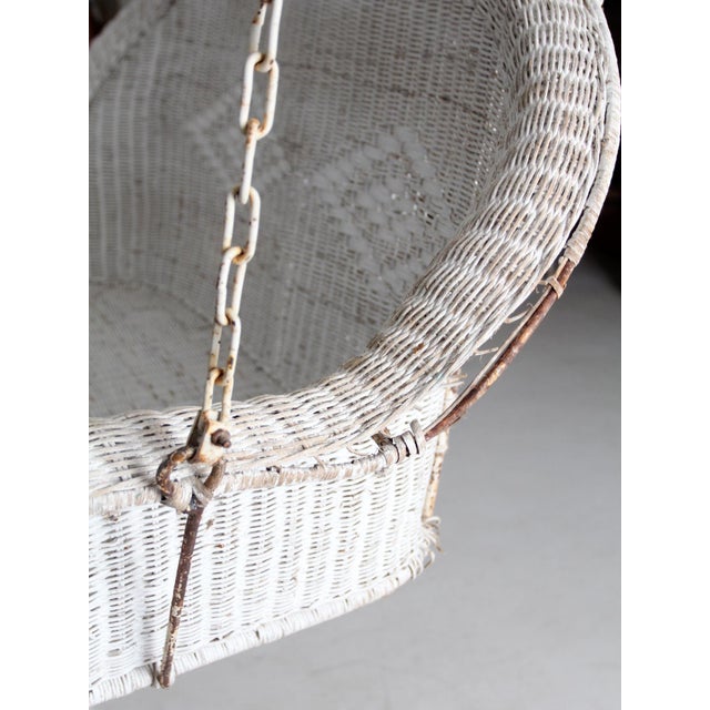 Vintage White Wicker Hanging Bench Circa 1930s-1940s For Sale - Image 18 of 18