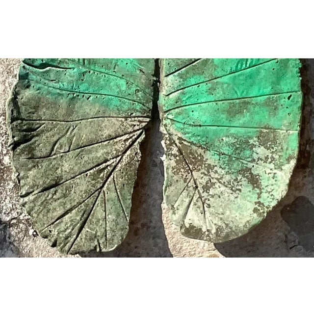 Vintage Monumental Boho Cast Concrete Elephant Ear Leaf For Sale - Image 12 of 14