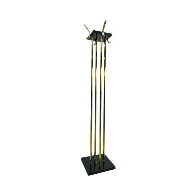 Large Art Deco Italian Standing Coat Rack in Brass and Black Marble, 1950s For Sale - Image 10 of 14