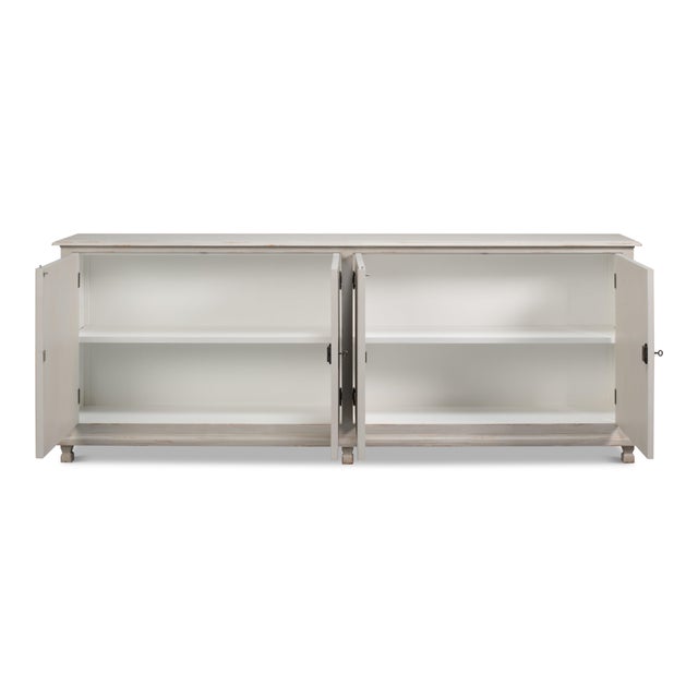 Swedish Gustavian Reeded Sideboard in Soft Gray - 95" For Sale - Image 4 of 11