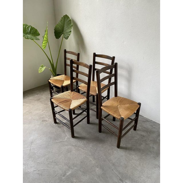 Straw Chairs by Dudouyt, 1950s, Set of 4 For Sale - Image 11 of 18