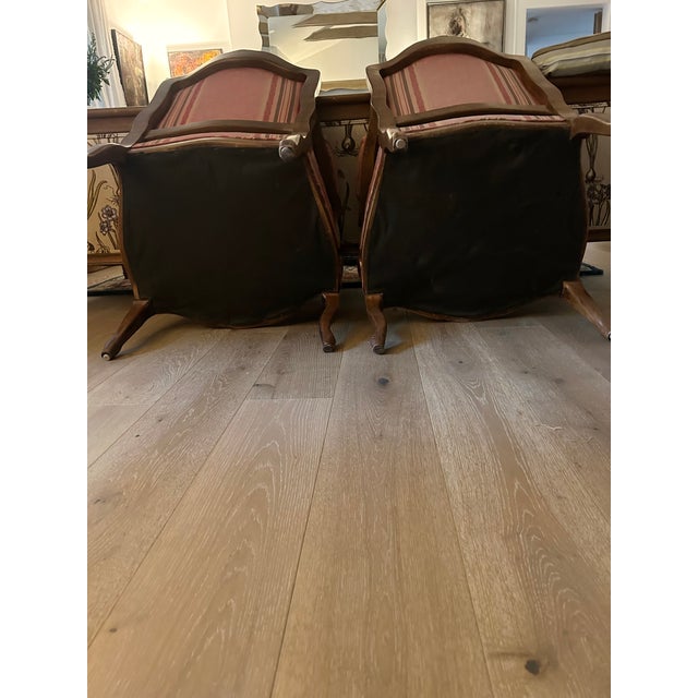 1980s Pair of Louis XV Bergére Upholstered Accent Chairs For Sale - Image 11 of 11