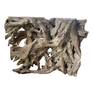 Andrianna Shamaris Monumental Sculpture Teak Wood Console Art Piece or Screen For Sale