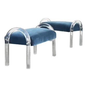 1970s Lucite Arched Benches by Charles Hollis Jones - A Pair