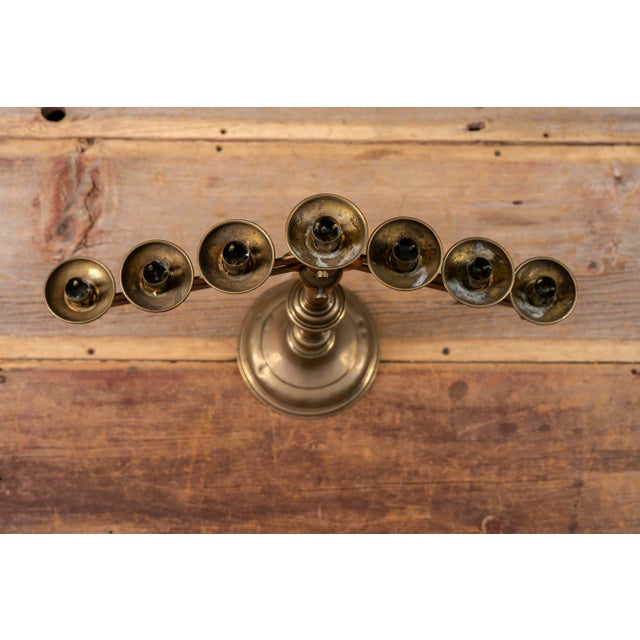 Late 19th Century Adjustable Brass Sabbath Candelabrum For Sale In Chicago - Image 6 of 15