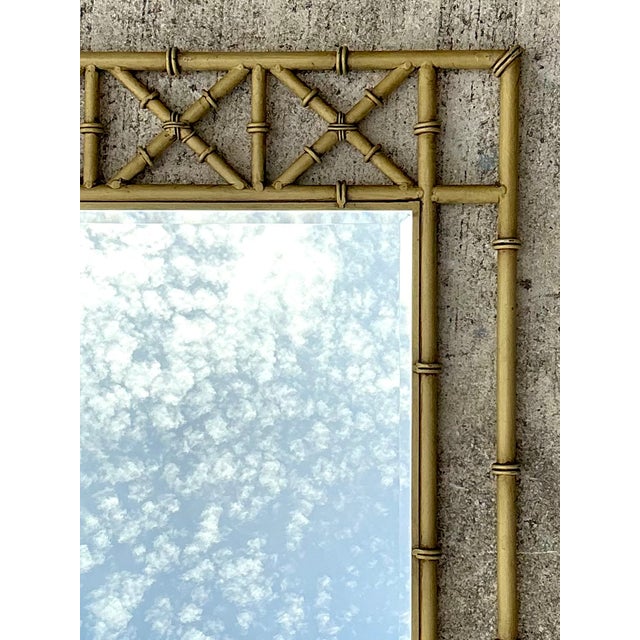 Vintage Faux Bamboo Rectangular Wall Mirror For Sale - Image 14 of 14