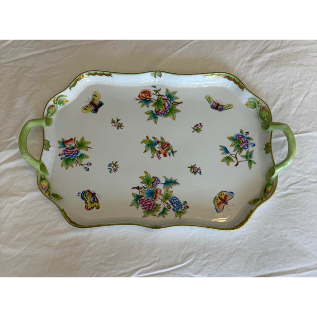 Herend Herend Queen Victoria Rectangular Tray With Brach Handles For Sale - Image 4 of 12
