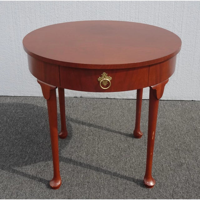 Vintage Queen Anne Style Round Mahogany Side Table by Baker Furniture Co. For Sale - Image 13 of 13