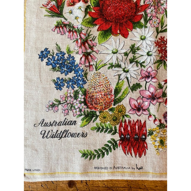 Vintage Australian Wildflowers Linen Tea Towel Designed by Heil For Sale - Image 4 of 9
