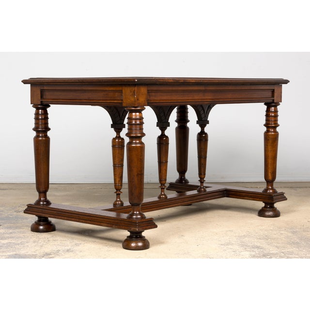 Late 19th Century French Henri II Revival Walnut Library Table For Sale - Image 16 of 18