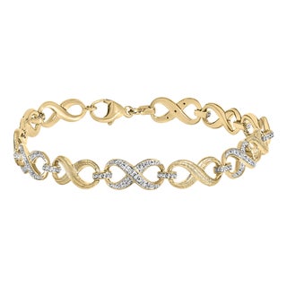 Gold Vermeil 1/10 Cttw Diamond Infinity Link Bracelet For Sale