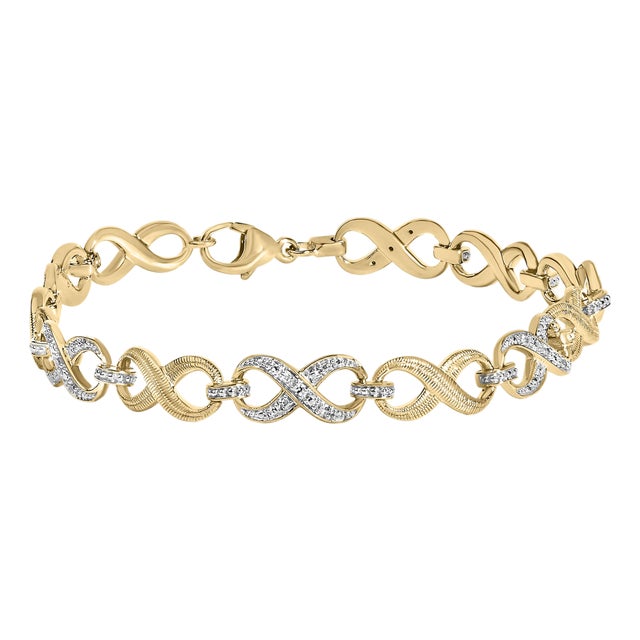 Gold Vermeil 1/10 Cttw Diamond Infinity Link Bracelet For Sale