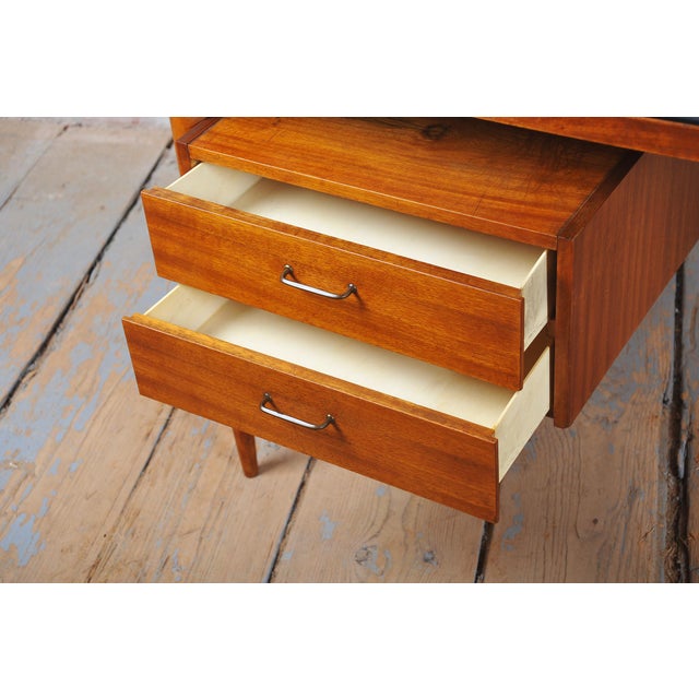 1950s Mid-Century Czech Writing Desk in Mahogany Veneer, 1950s For Sale - Image 5 of 15