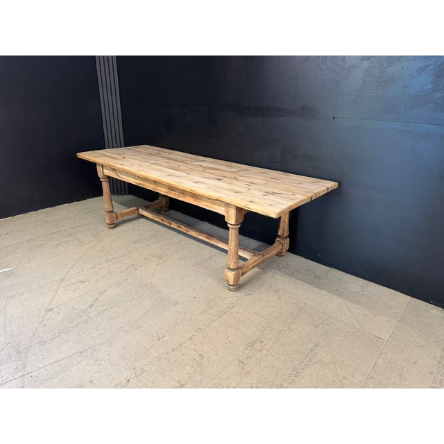 1920s Larger Vintage Farmhouse Dining Table in Pine, 1920 For Sale - Image 5 of 15