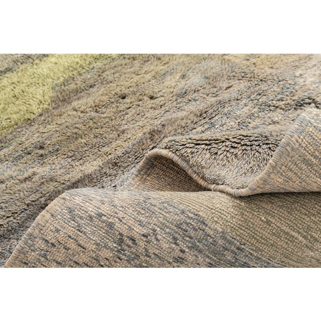 Ombre Landscape Hand-Knotted Moroccan Wool Rug | 11'6" X 7'11" | One of a Kind For Sale - Image 6 of 9