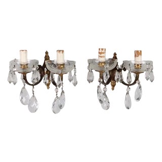 Antique Wall Lamps in Gilded Bronze, Italy, 20th Century, Set of 2 For Sale