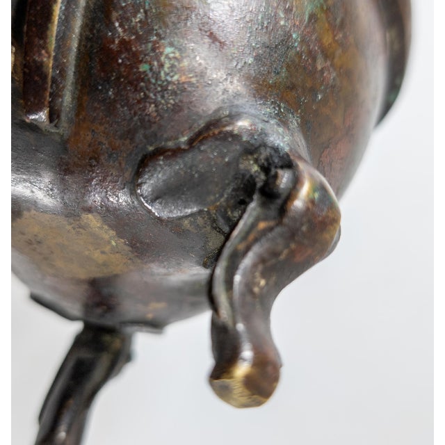 19th Century Chinese Bronze Incense Burner Censer With Carved Lid For Sale - Image 16 of 16