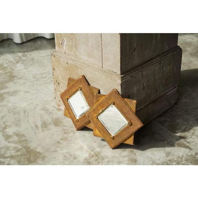 Star Shaped Wall Mirrors in Faded Velvet, Late 19th Century, Set of 2 For Sale - Image 9 of 11