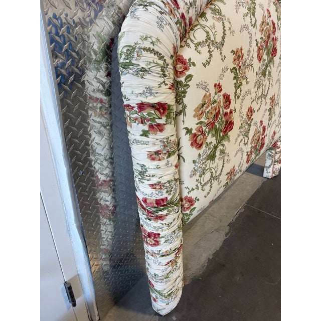 Textile Vintage Floral Chintz Upholstered Arched Queen Headboard, Traditional, English Countryside, Custom Upholstery For Sale - Image 7 of 12