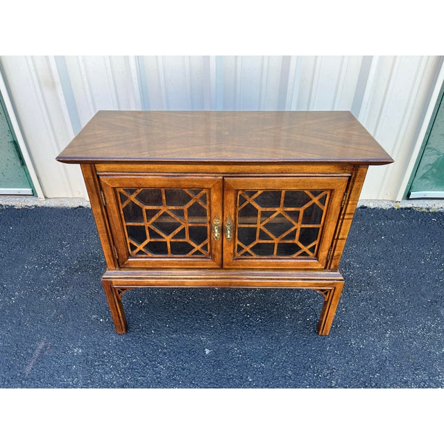 Chinoiserie Vintage Chinoiserie Walnut Nightstand or Side Table For Sale - Image 3 of 12