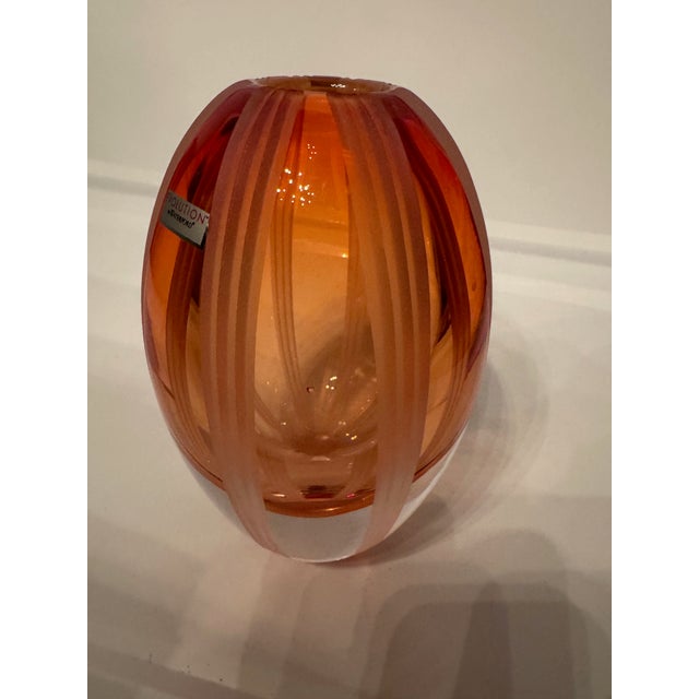 Glass Waterford “Revolution” Amber Art Glass Vase – Modern Sculptural Design For Sale - Image 7 of 9