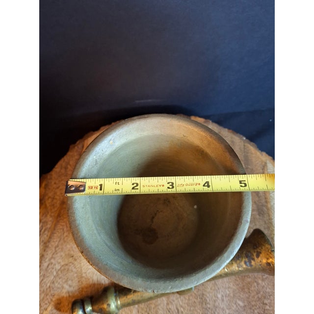 18th Century Heavy Cast Brass Lathe-Turned Mortar and Pestle For Sale - Image 13 of 15