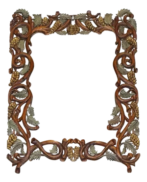 Vintage Black Forrest Heavily Carved Wooden Wall Mirror