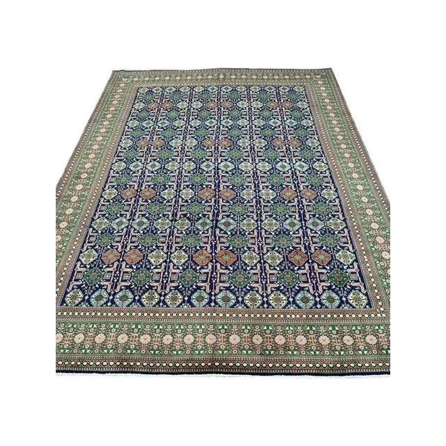 Exact Size: 10'0" x 12'9" Color: Blue Age: Old Materials: Wool Construction: Hand Knotted