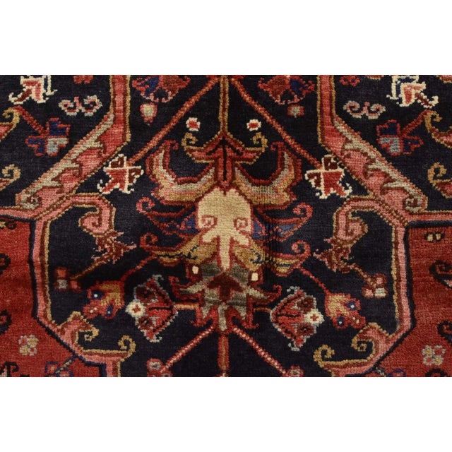 Heriz Rug 9'9'' X 12'10'' Red Wool Vintage Traditional Hand-Knotted Carpet For Sale - Image 10 of 15