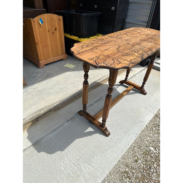 Decorative Table Created by Lichtenberg Wood Burning Aka Fractured Table For Sale - Image 4 of 12