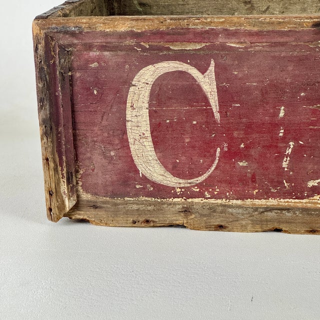 Primitive Folk Art Hand Constructed & Painted Wooden Trough/Box With Initials on It For Sale - Image 11 of 11