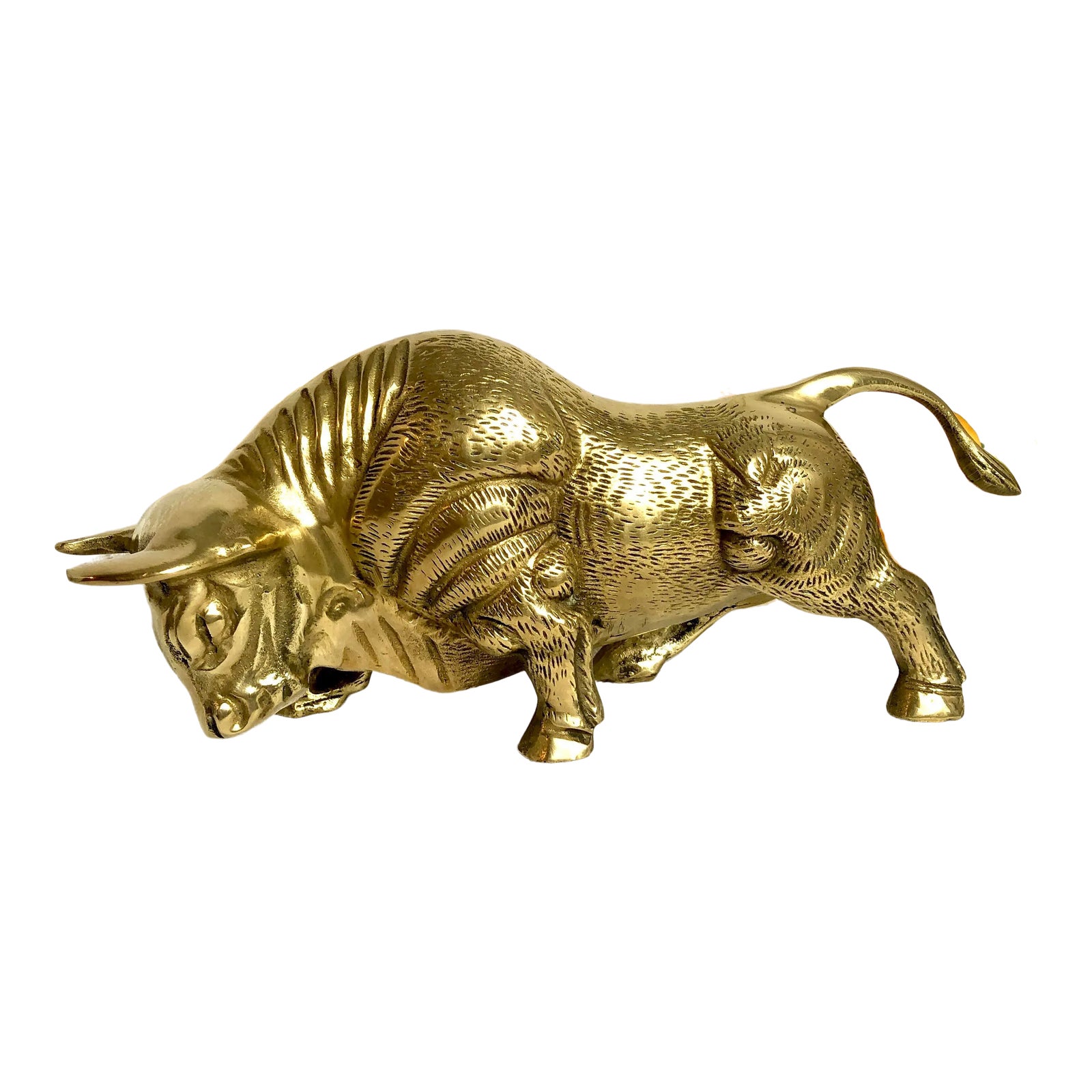 Vintage Brass Bull Statue / Charging Bull Mid Century Modern Chairish
