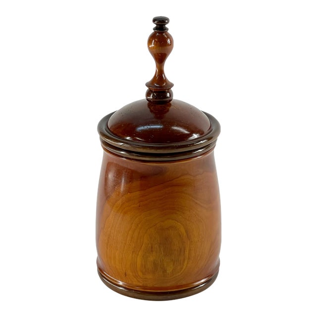 Large Vintage Hand Turnrd Solid Wood Tobacco Urn For Sale