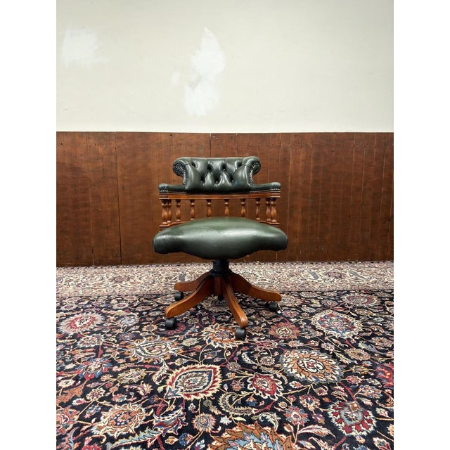 About this English Chesterfield Desk Chair Captain Chair Classic and Elegant | Antique office chairs in English, Classic...