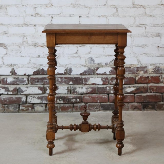 French 19th Century French Walnut Small Turned Leg Table For Sale - Image 3 of 6