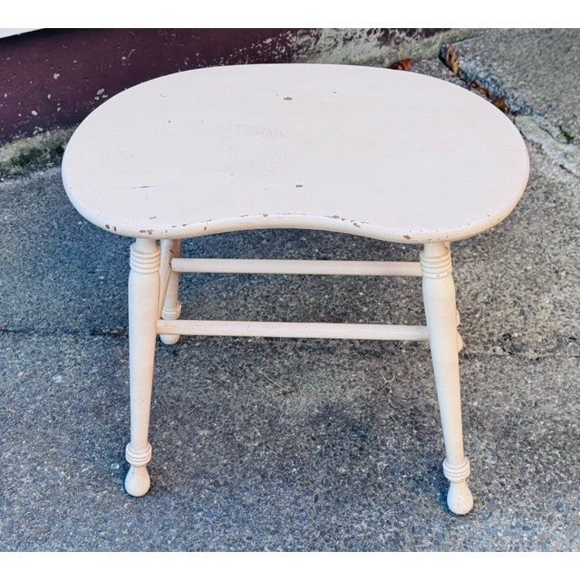 Vintage 1930s Painted Oak Wood Kidney Shaped Stool | Chairish
