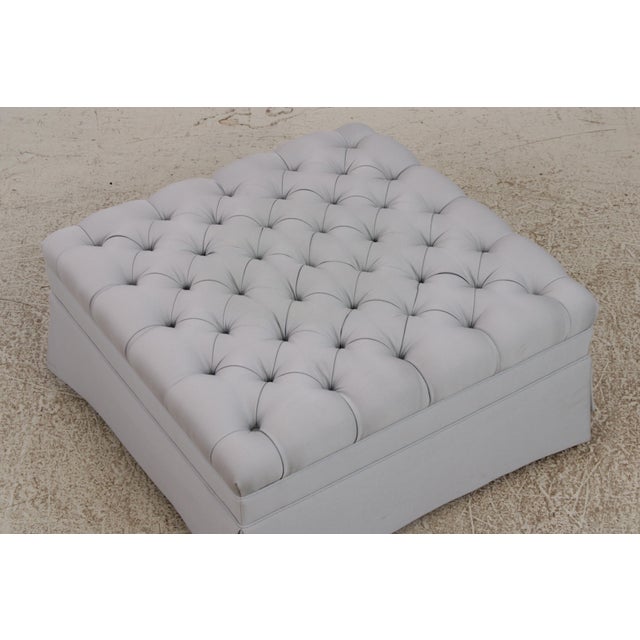 Traditional Vanguard Square Tufted Upholstered Ottoman For Sale - Image 3 of 14