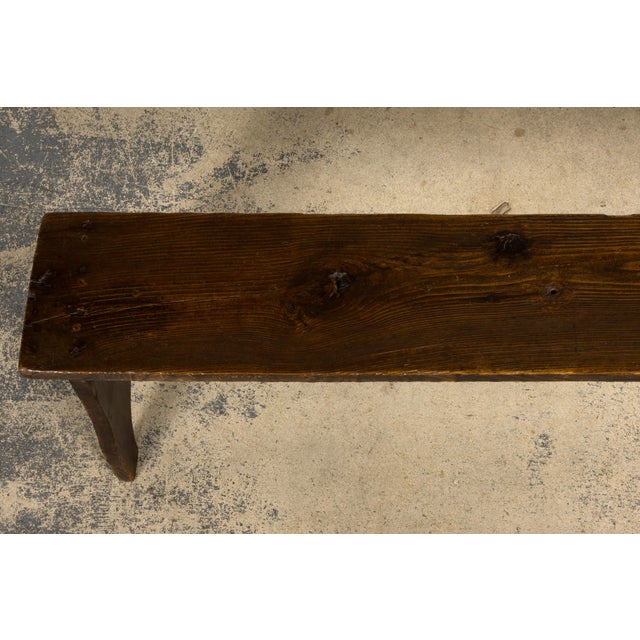 Late 19th Century Late 19th Century French Provincial Rustic Pine Farmhouse Bench For Sale - Image 5 of 17