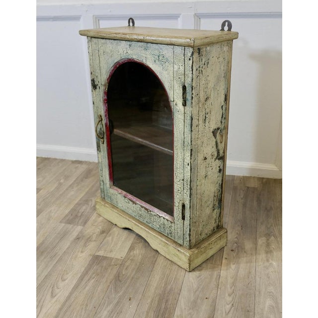 Wall Hanging Shabby Painted Cupboard For Sale - Image 4 of 9