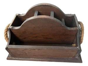 Mid Century Vintage Wooden Storage Caddy Desk Organizer