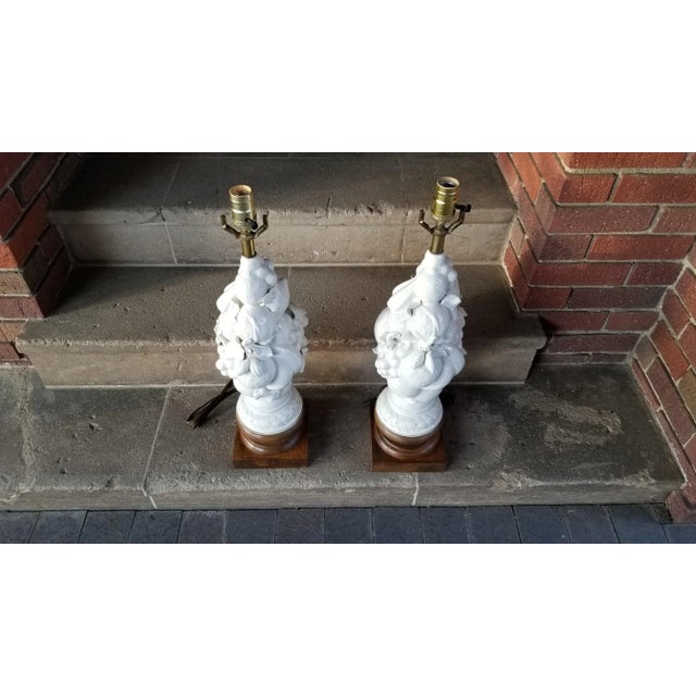 1960s Italian Blanc De Chine Fruits Topiary Table Lamps - a Pair For Sale - Image 10 of 12
