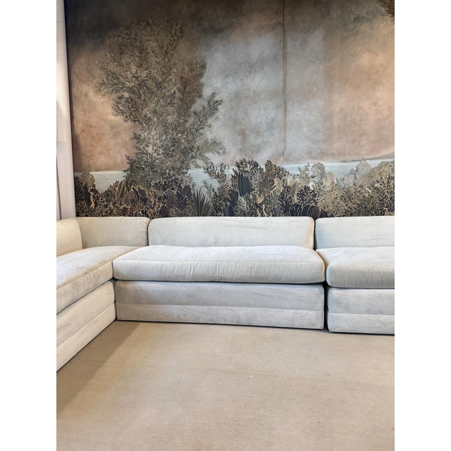 Lee Industries Modern Velvet Slipper Sectional Sofa, Made in Usa For Sale - Image 14 of 15