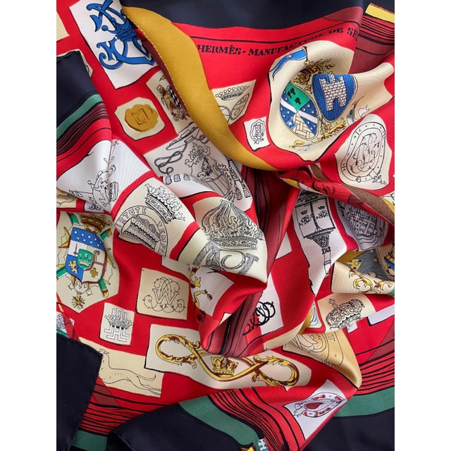 HERMES CHIFFRES et MONOGRAMMES red silk scarf 1986 France For Sale - Image 10 of 11