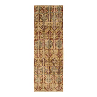 Vintage Zeki Müren Rug in Gold With Red and Blue Patterns, by Rug & Kilim For Sale