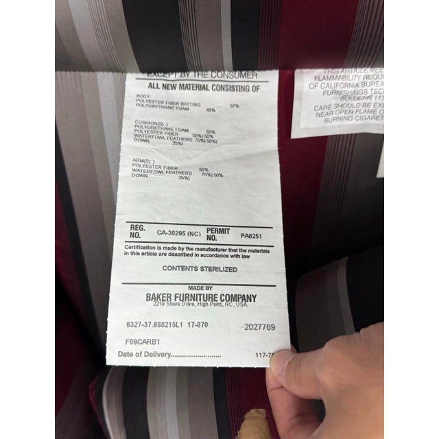 Baker Furniture Rolled Arm Wing Chair + Ottoman, Set For Sale In San Francisco - Image 6 of 12