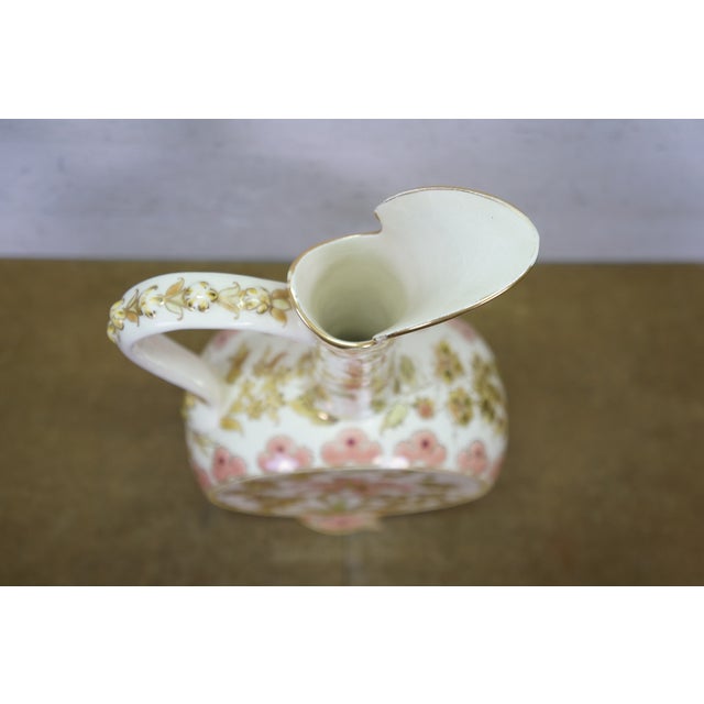 Gold Antique 19th Century Hungarian Zsolnay Pecs Porcelain Faience Ewer Pitcher 16" For Sale - Image 8 of 15