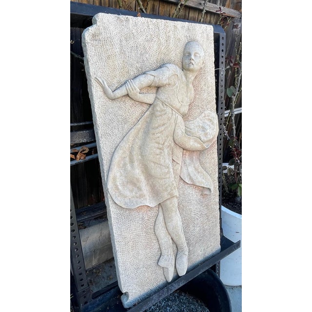 This is a beautiful stone frieze of a ballerina dancing in Italy. It was sculpted by Claudio Crestale, who used Vicenza...